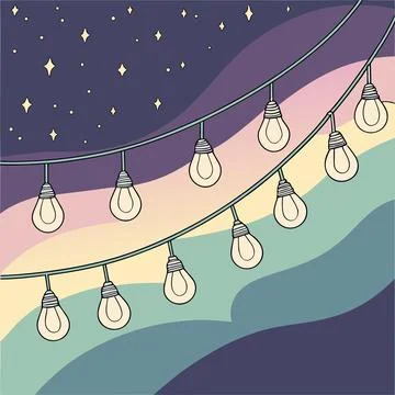 Gradient Festival Light Strings Vector (1) Stock Illustration