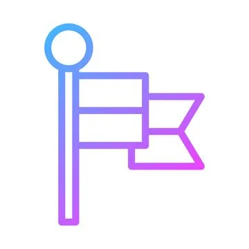 Gradient Flag Outline with Pole on White Background 库存插图