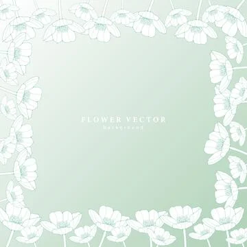 Gradient floral green background with white poppies. Stock Illustration