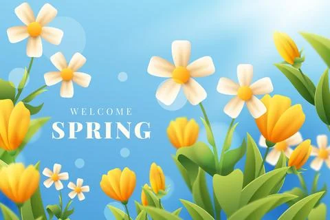 Gradient floral spring background Stock Illustration