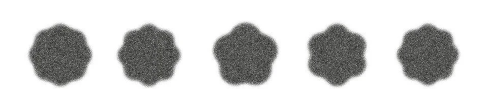 Gradient flower shape with grain and noise effect. Geometric halftone element Stock Illustration