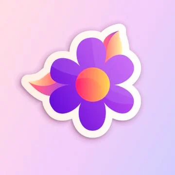 Gradient flower vector sticker template for print. Stock Illustration