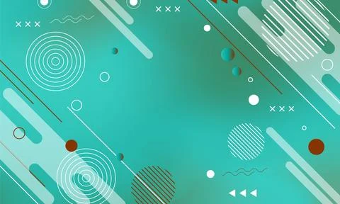 Gradient fluid background with memphis elements. Stock Illustration
