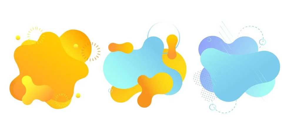 Gradient fluid shapes isolated on white. Colorful vibrant spots, backgrounds. Stock Illustration