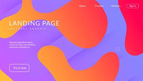 Gradient Flyer. Blue Mobile Shape. Graphic Page. Liquid Website. Stock Illustration