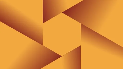 Gradient frame pieces sliding in to form a hexagon shaped hole on orange Stock Footage 348621876