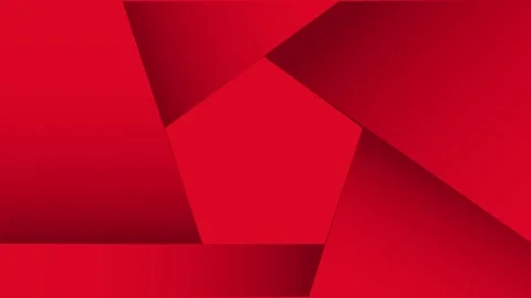 Gradient frame pieces sliding in to form a pentagon shaped hole on red Stock-Footage 348621893