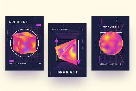 Gradient futuristic cover collection Stock Illustration