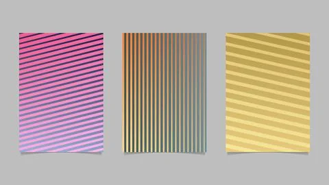Gradient geometric abstract stripe page background template set Stock Illustration