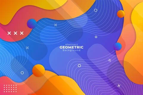 Gradient Geometric Background Blue and Orange with Dynamic Fluid Shape and Wa Stock Illustration