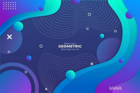 Gradient Geometric Background Blue and Purple with Dynamic Fluid Shape and Wa Stock Illustration