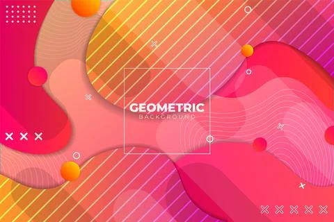 Gradient Geometric Background Pink and Orange with Abstract Fluid Shape and W Stock Illustration