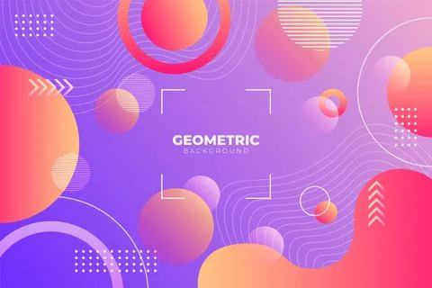 Gradient Geometric Background Purple and Orange with Circle and Lines Combina Illustrazione stock