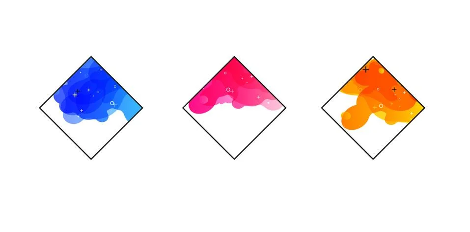 Gradient geometric banners with flowing liquid shapes. Dynamic Fluid design for Illustrazione stock