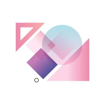 Gradient geometric forms in blue, pink and purple colors, colorful abstract Stock Illustration