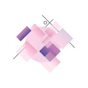 Gradient geometric forms, colorful trendy colorful abstract geometric objects Stock Illustration