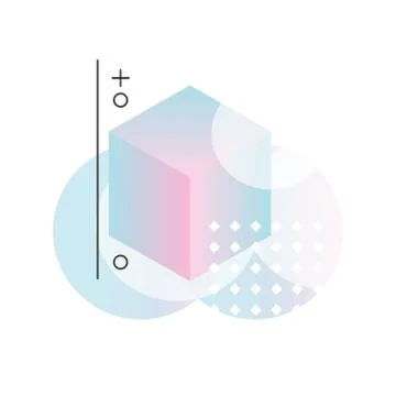 Gradient geometric forms in pink and blue colors, abstract design for label Stock Illustration