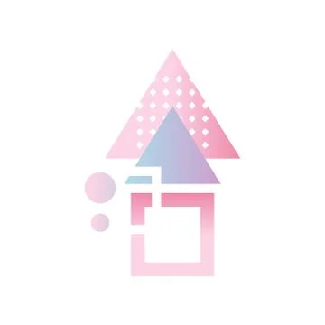 Gradient geometric forms, trendy colorful abstract objects, design for label Stock Illustration