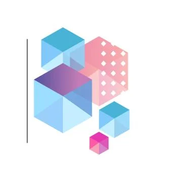 Gradient geometric forms, trendy colorful abstract geometric objects, design for Stock Illustration