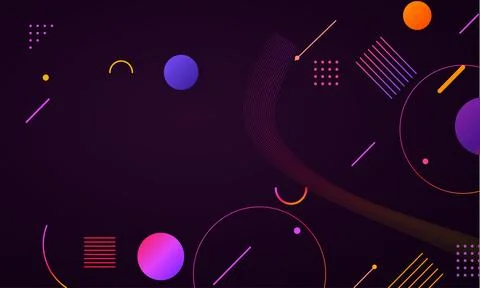 Gradient geometric pattern with circles and lines on a dark background Stock Illustration
