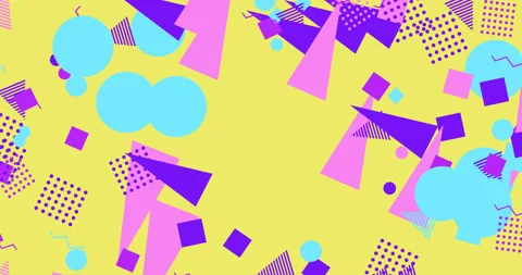 Gradient geometric shapes in the memphis style of the 80s. Animation of movem Stock Footage 150866598
