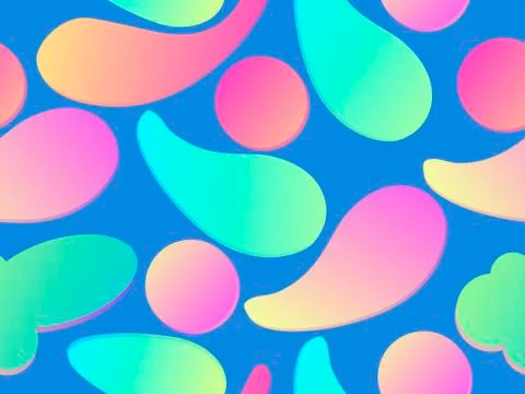 Gradient geometric shapes seamless patterns. Cover design with colorful liqui イラスト素材