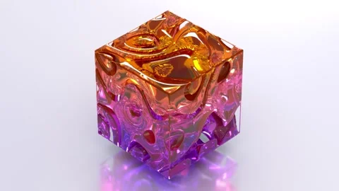 Gradient Glass 3D Cube 41 4K Stockbeeldmateriaal 277410564