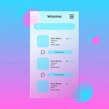 Gradient glass morphism app mobile template concept Stock Illustration