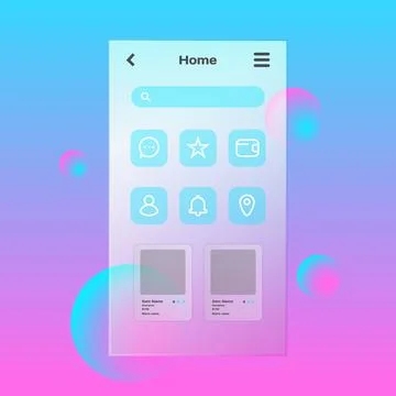 Gradient glass morphism business app mobile commerce template isolated Stock Illustration