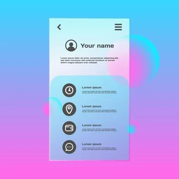 Gradient glass morphism e commerce app template Stock Illustration