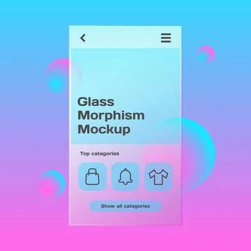 Gradient glass morphism mobile commerce app template design Stock Illustration