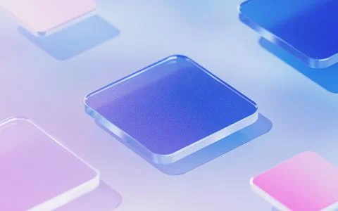 Gradient glasses and cubes, 3d rendering. Stock Illustration