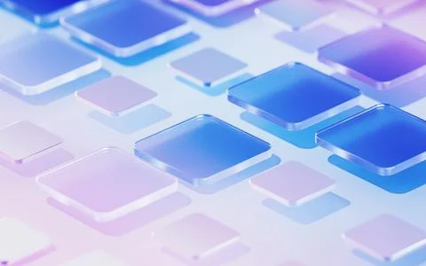 Gradient glasses and cubes, 3d rendering. Stock Illustration