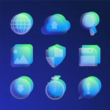 Gradient glassmorphism elements イラスト素材