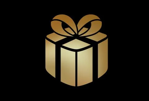Gradient gold online gift box flat icon symbol vector format Stock Illustration