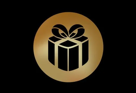 Gradient gold online gift box flat icon symbol vector format Illustrazione stock