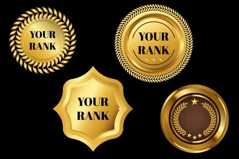 Gradient Gold Rank Badge Elements Set Luxury 3D Award Labels and Emblems Stockillustratie