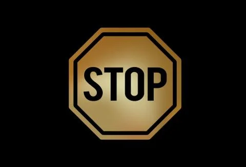 Gradient gold stop warning sign flat icon symbol vector format Stock Illustration