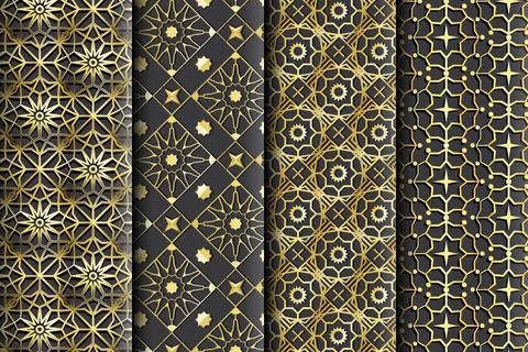 Gradient golden arabic pattern Stock Illustration