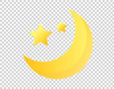 Gradient golden crescent moon and stars icon Ilustração Stock