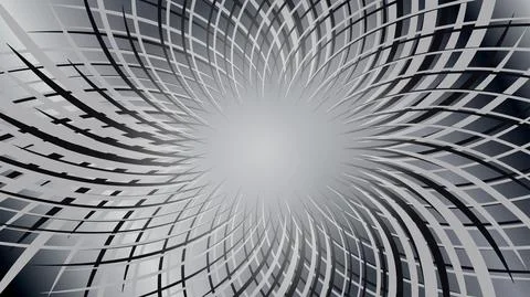 Gradient gray background with circular radial twisted lines. Stock Illustration