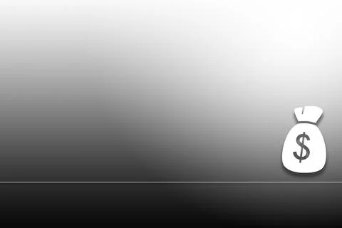 Gradient gray background with the white icon of dollar on the right Stock Illustration