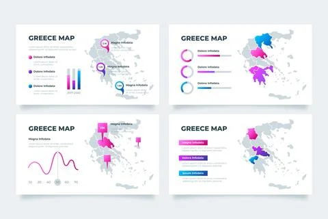 Gradient grece map infographic Stock Illustration