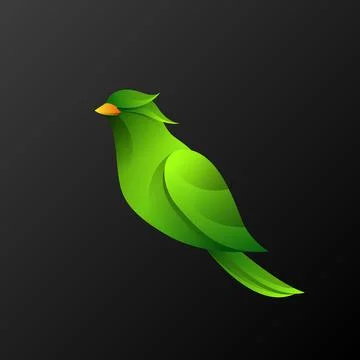 Gradient green bird logo icon isolated on black background Illustrazione stock