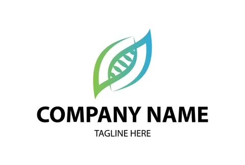 Gradient Green Blue Leaf Organic Nature DNA Logo Design	 Stock Illustration