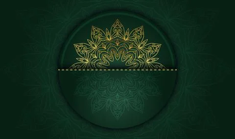 Gradient green color creative golden color mandala creative art style 스톡 일러스트