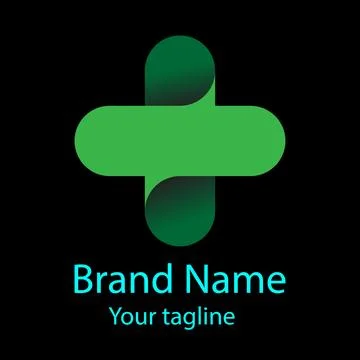 Gradient Green Cross logo design Stock Illustration