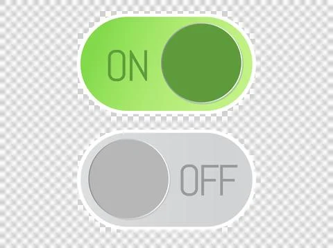 Gradient green, gray icon On and Off toggle switch modern button Stock Illustration