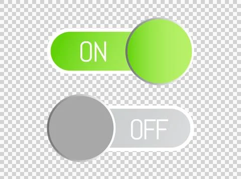 Gradient green, gray icon On and Off toggle switch modern button Stock Illustration