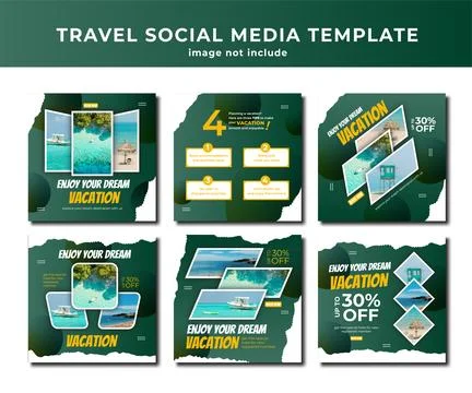 Gradient green tour advertising square template Stock Illustration